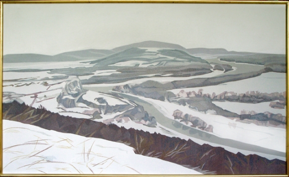 Devín v zime - 1997, olej na plátne, 90x150cm